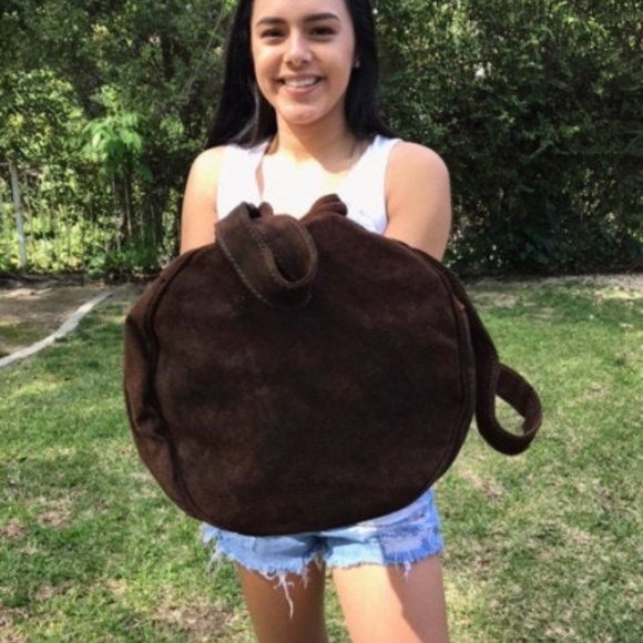 Vintage brown suede Leather backpack - Picture 5 of 5